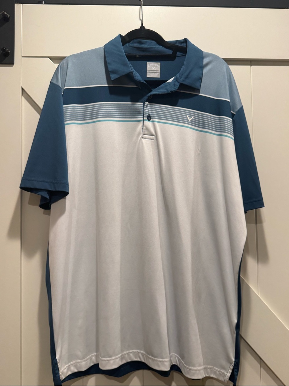 Callaway Blue and White Striped Men's Golf Polo